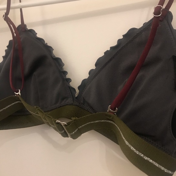 H&M- Grey/Green Printed Triangle Bikini Top - Picture 4 of 4